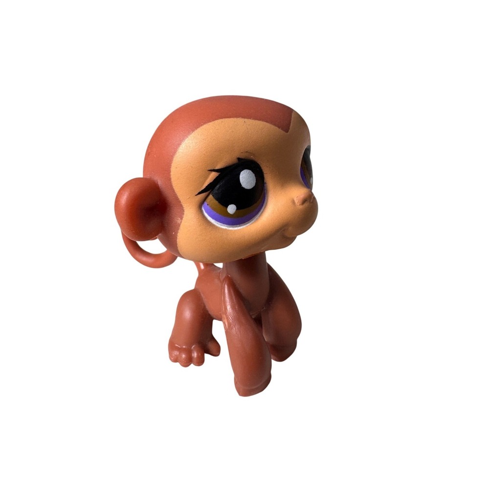 Littlest‎ Pet Shop Brown Monkey #56 Purple Eyes Hasbro 2005 Figure LPS Toy